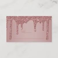 Rose Gold Glitter Drips Quinceanera Place Card