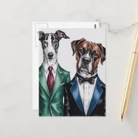 The dogs in  business suits postcard