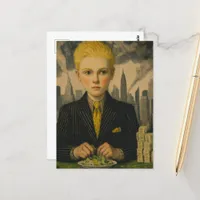 Blond Business Boy At Desk Postcard