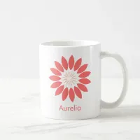 Personalized Name Coral & Peach Sunflower Mug