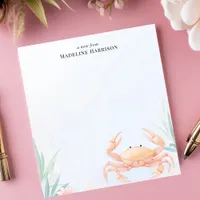 Cute Pink Crab Nautical Beach Personalized Name Notepad