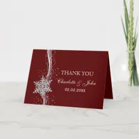 red Silver Snowflakes Winter wedding Thank You