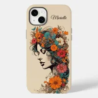 Retro Girl with Flowers in her hair Case-Mate iPhone 14 Plus Case