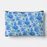 Abstract Watercolor Blue and White Flowers Small Accessory Pouch