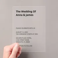 Simple Modern Wedding Acrylic Invitation