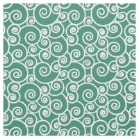 Waves, Curls and Spirals Pattern on Verdant Green Fabric