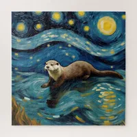 An Otter in the Starry Night Sea Jigsaw Puzzle