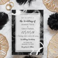 Black and White Marble Wedding Invitation