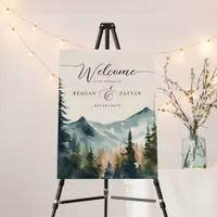 Watercolor Mountains And Pines Wedding Welcome Foam Board
