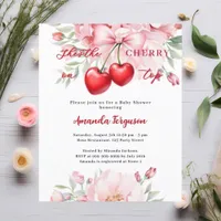 She's the cherry on top bow Baby Shower invitation