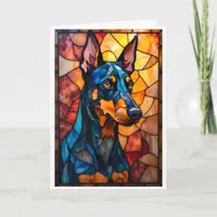 Stained Glass Style Doberman Dog Card