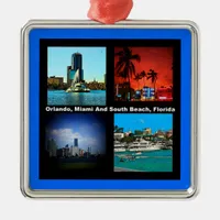 Orlando, Miami, South Beach Collage Metal Ornament