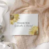 Sunflower Watercolor Wedding Flat Thank You Notes