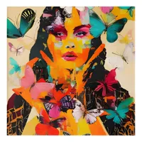 Woman and Butterflies Mixed Media Acrylic Print
