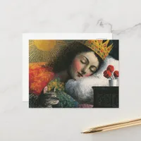 Beautiful Sleepy Queen and her Cat Postcard