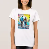 Couple Holding Hands Urban Street Art T-Shirt