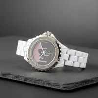 Glam Black Rose Gold Glitter Drips Monogram Watch