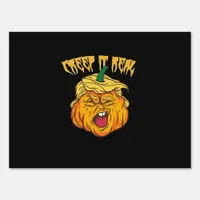Crazy Halloween Pumpkin Trumpkin Costume Sign