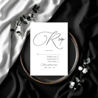 Elegant Black and White Wedding RSVP Card