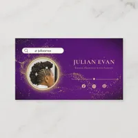 Chic Purple Glitter Gold African Braid Hairstylist Business Card