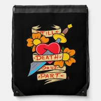 Till Death Do Us Part Vintage Tattoo Classic Drawstring Bag