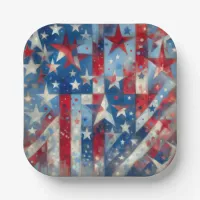 Red, White and Blue Patriotic Independence Day Paper Plates