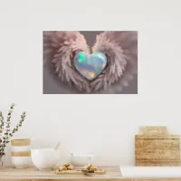 *~*  Heart Dusty Rose Angel Wings AP78 Opal Poster