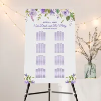 Wedding Purple Watercolor Floral Seating Chart Foam Board