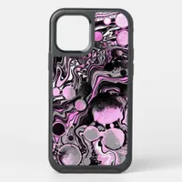 Pink and Black Marble Fluid Art Digital Pour Paint OtterBox Symmetry iPhone 12 Case