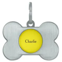 Custom Personalized Name Photo Art Bright Yellow Pet ID Tag