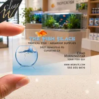 Cute Jumping Goldfish Tropical Fish Store Clear Business Cards