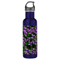 WI State Flower Wood Violet Mosaic Pattern Water Bottle