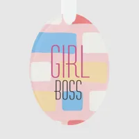 Girl Boss Typography Monogram Initials on back Ornament