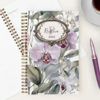 Elegant Watercolor Orchids with Vintage Frame Planner