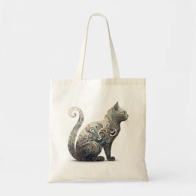 Paisley Profile Cat Tote Bag