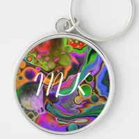Colorful Blast Fluid Art Digital Pour Painting  Keychain