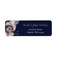 Rustic Navy Mauve Floral Botanical Wedding Label