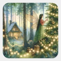 Cottage Core Whimsical Christmas Square Sticker