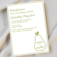 "Perfect Pear" Whimsical Hand Drawn Bridal Shower Invitation