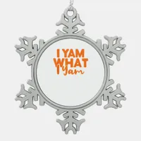 I Yam What I Yam Sweet Potato Thanksgiving Couple  Snowflake Pewter Christmas Ornament
