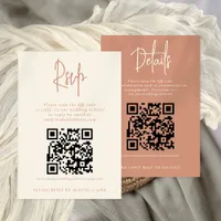 2 QRs Terracotta Cream Wedding Details RSVP card