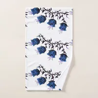 Blue Canterbury Bells on Vine Flowers Hand Towel