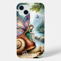 Pretty Fairy Land with cute Snail and Butterflies iPhone 15 Plus Case