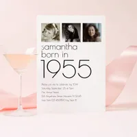 Modern Born in 1955 3 Photos 70th Birthday Party Invitation