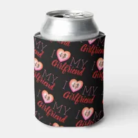 Custom Photo I Love My Girlfriend Black Can Cooler