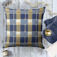 Blue Gold Christmas Pattern#7 ID1009 Throw Pillow