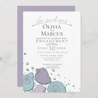 She Said Yes Seashell Engagement Lilac Dusty Blue Invitation