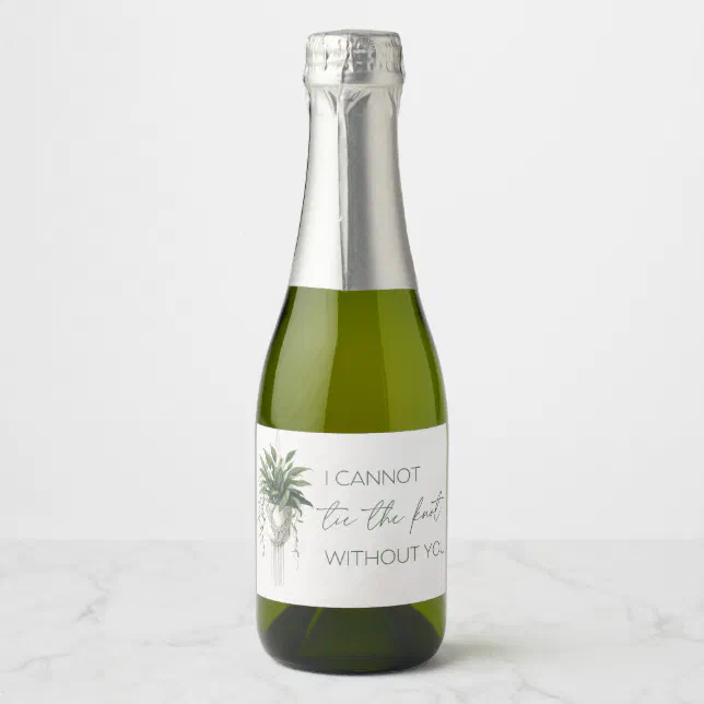 Unique Macramé Knot Planter Bridesmaid Proposal Sparkling Wine Label