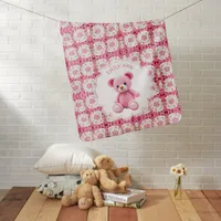 Cute Pink Crocheted Baby Girl's Personalized Baby Blanket