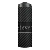 Sophisticated Grey & Black Pinstriped Personalized Thermal Tumbler